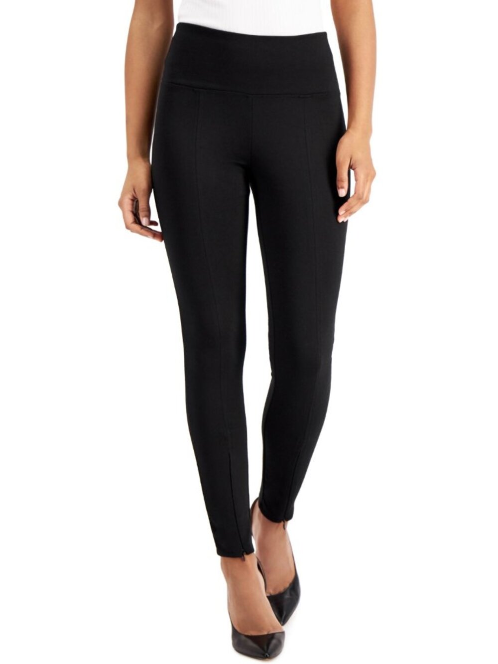 INC International Concepts Womens Front-Zip Ponte-Knit Leggings